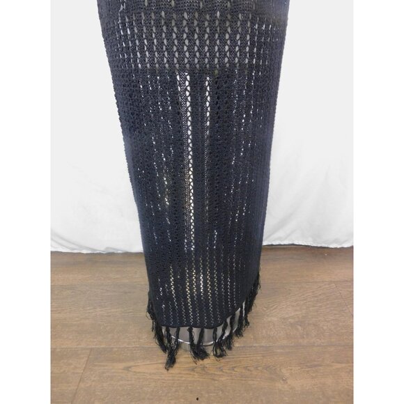 New Directions Black Crochet Fringe Duster Vest Boho Witch S - Picture 7 of 12